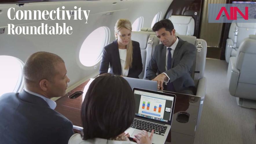 Business people meeting on a business jet