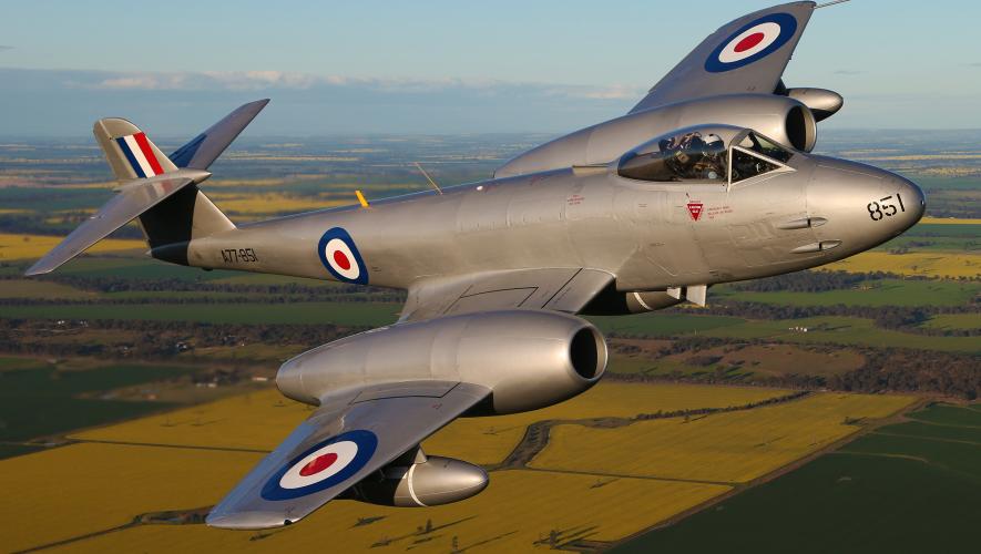 RAAF Gloster Meteor F.8 in flight 