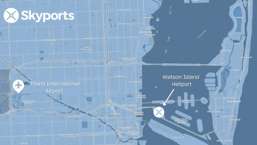 Map of Miami showing location of Watson Island 