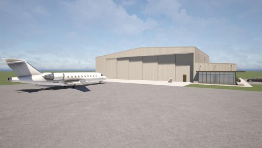 Artist rendering of new hangar at KDPL