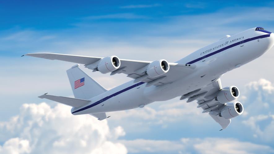 The U.S. Air Force's Survivable Airborne Operations Center Boeing 747-8 aircraft