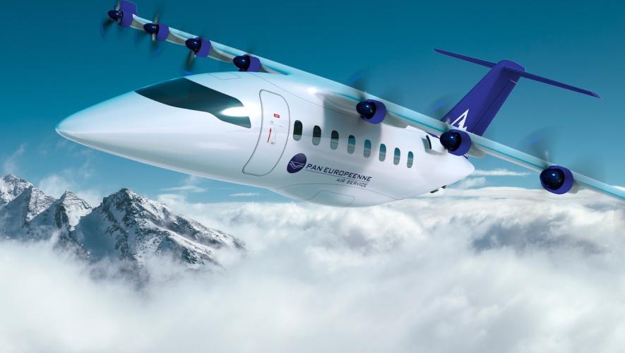 Aura Aero aircraft rendering against sky background 