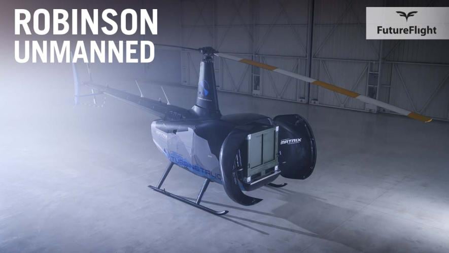 Robinson Helicopter TurbineTruck with crate loaded