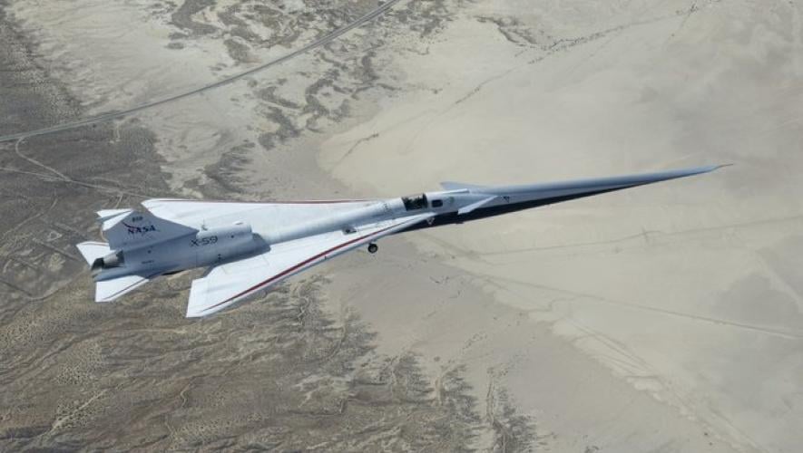 NASA X-59 supersonic demonstrator in flight