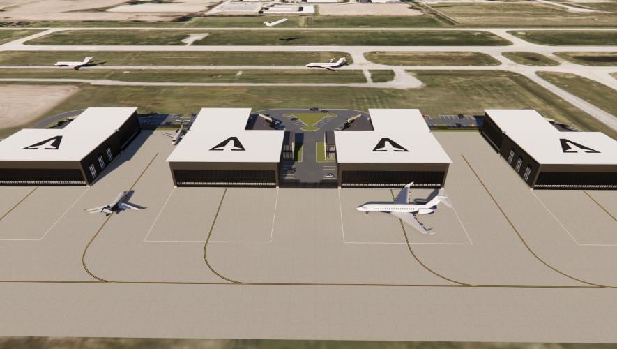 Artist rendering of new hangar complex at KSUS