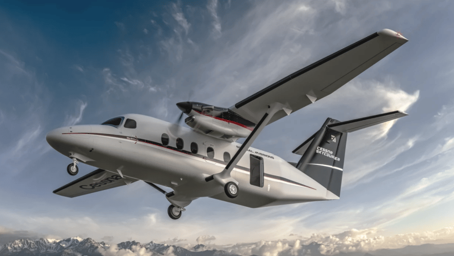 Artist's impression of SkyCourier in grey scheme, airborne 