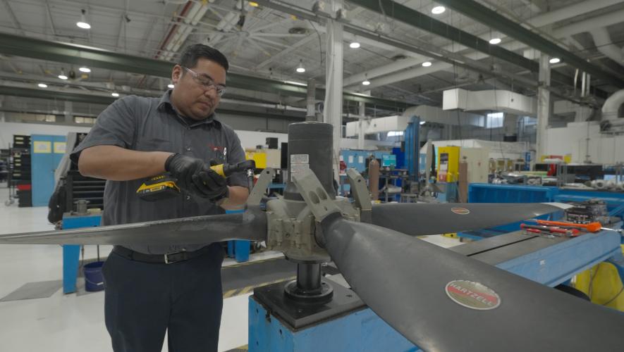 Piedmont Propulsion Systems tech working on propeller