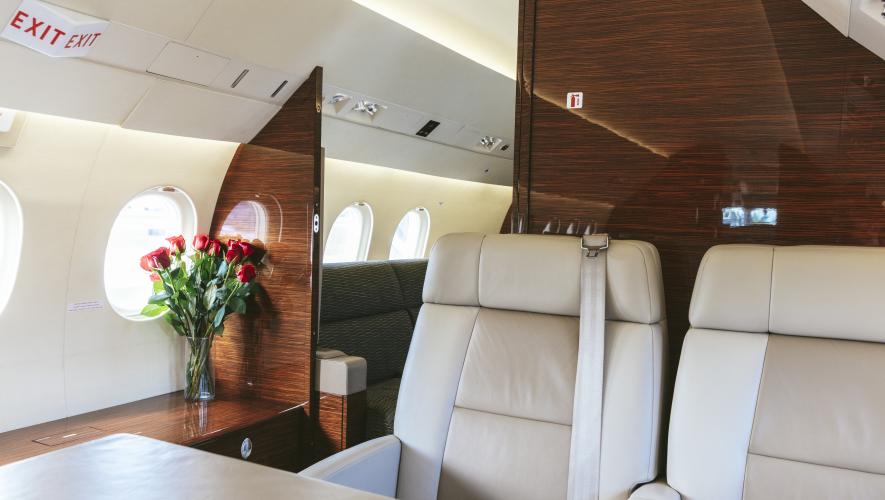 interior of a V2 Jets business jet