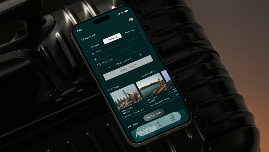 A phone resting on a suitcase, showing the Ruby AI app on the screen