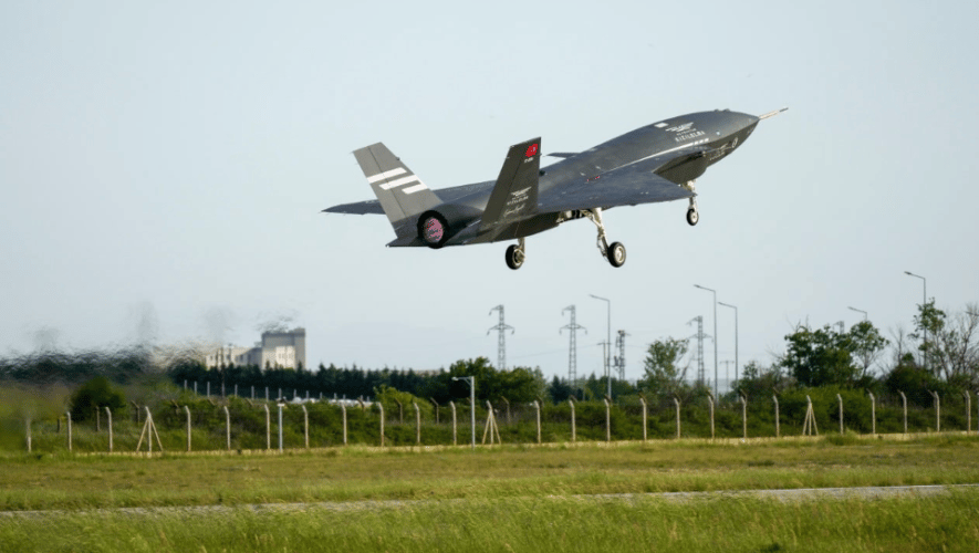 Kizilelma drone taking off from runway 