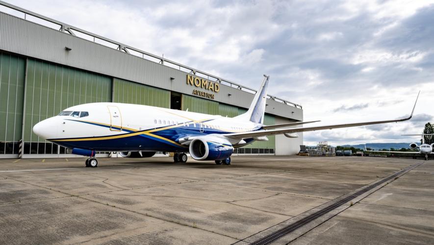 BBJ parked on the ramp