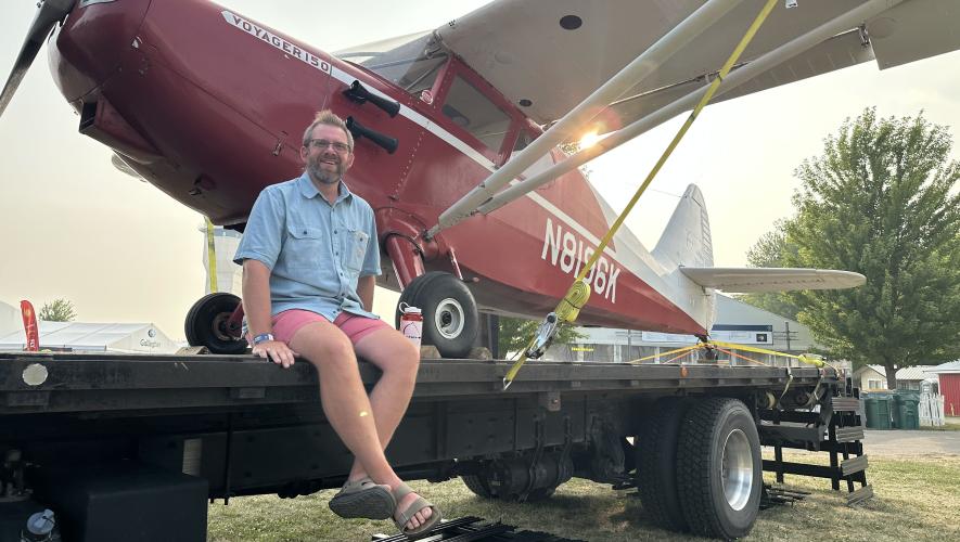 Darrin Smedsmo and his Stinson 108 airplane