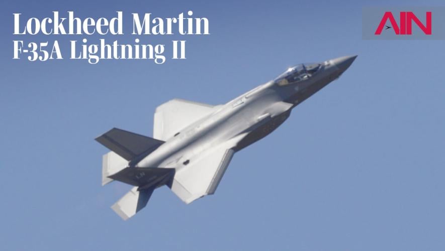 Lockheed Martin F-35A flying at 2026 Farnborough Airshow
