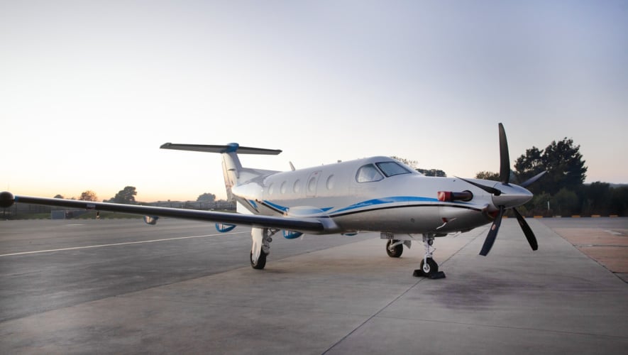 A Pilatus PC-12 parked on a ramp