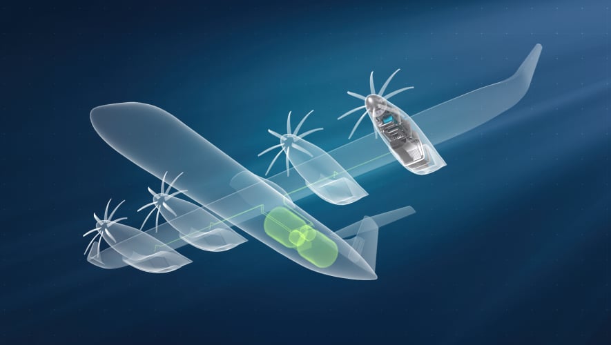 Four-engine narrowbody digital rendering 