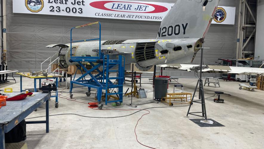 Fuselage of Lear 23-003 under restoration
