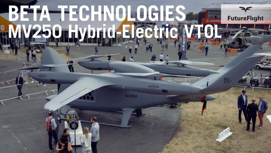 Beta Technologies MV250 hybrid-electric VTOL aircraft at Farnborough Airshow 2026