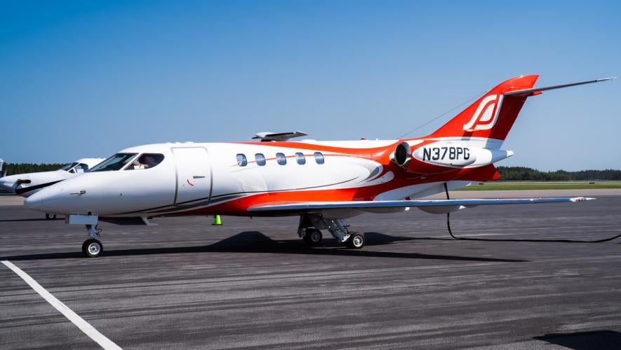 A SyberJet SJ30-2 on a ramp