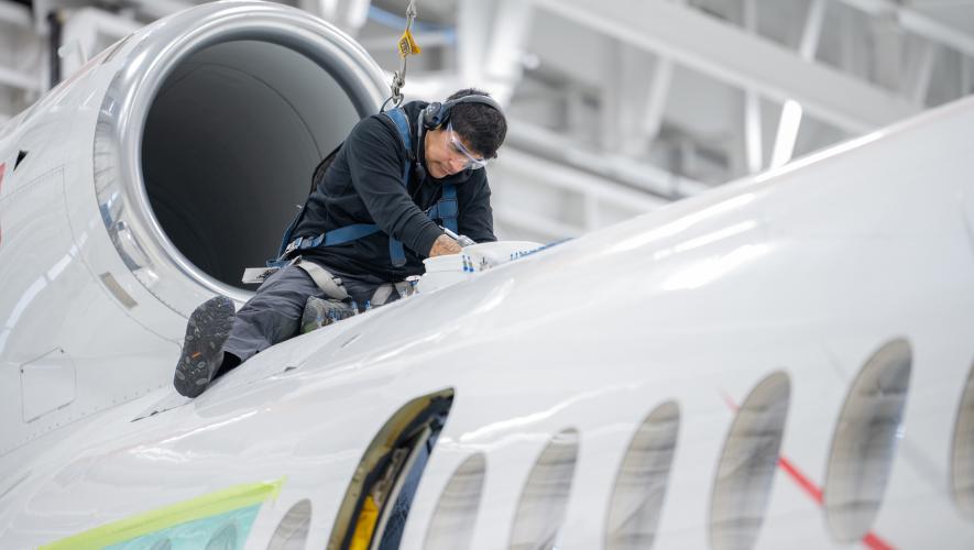 Western Aviation technician on Falcon
