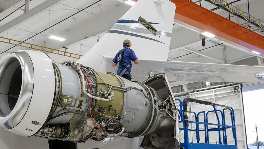 Western Aviation technician on Falcon