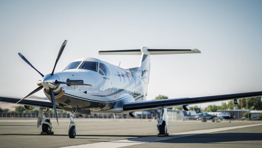 PC-12 parked on a ramp