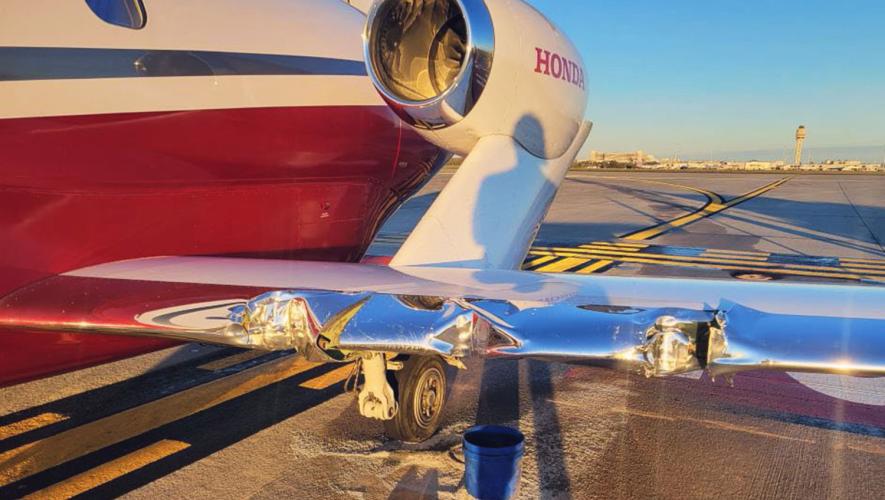 HondaJet damaged left wing and spar