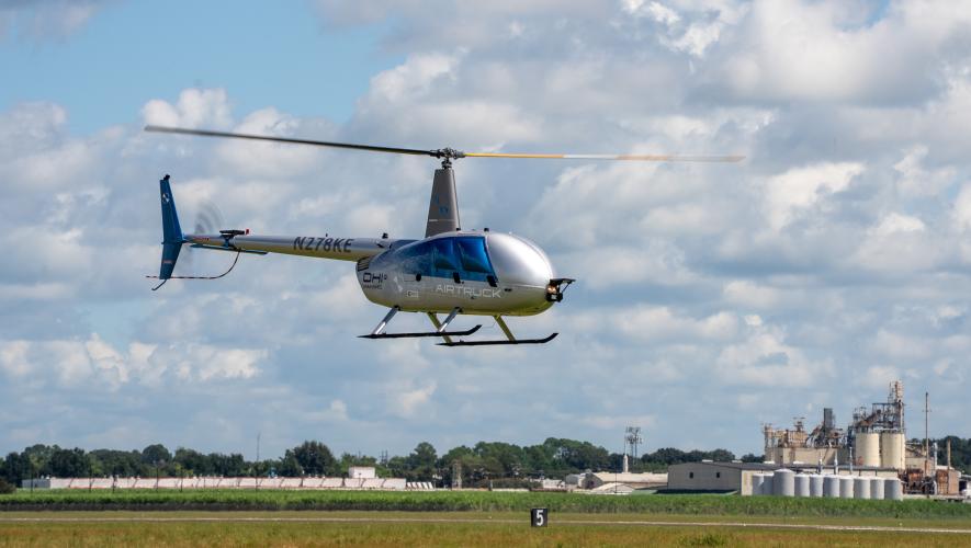 Robinson Unmanned R44 Airtruck in flight