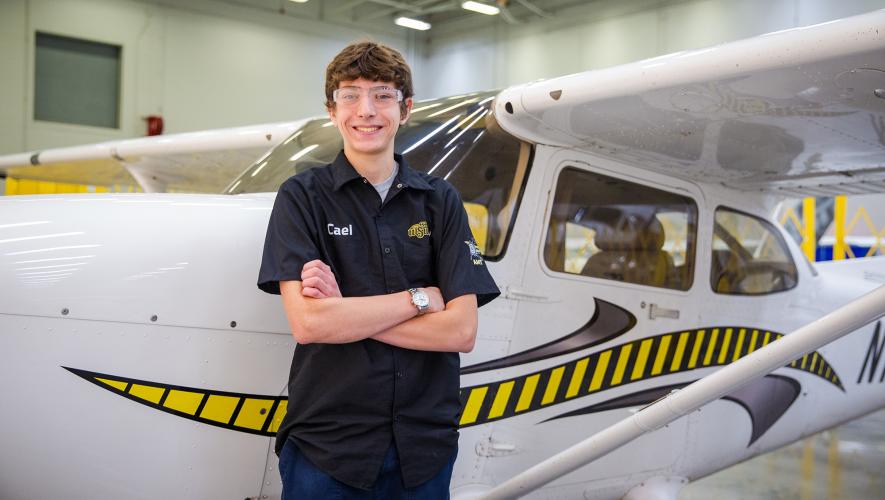 Cael Miller, A&P Youth Apprentice, at WSU Tech