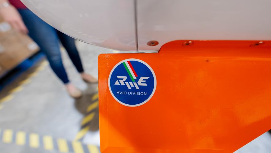 A Robby Moto Engineering decal marks a tail fin on a Starfighters Space Wind Tunnel in the Sky carrier. 