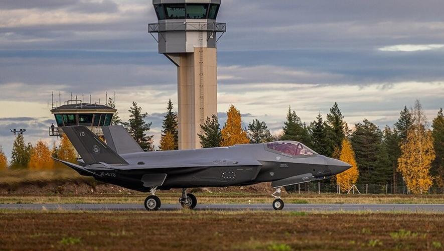 F-35A lands in front of control tower, Finland 