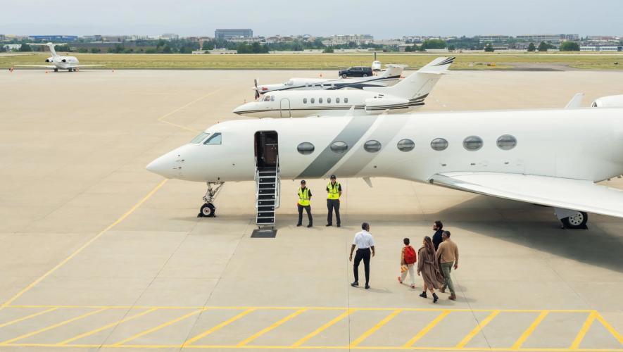private jet on ramp