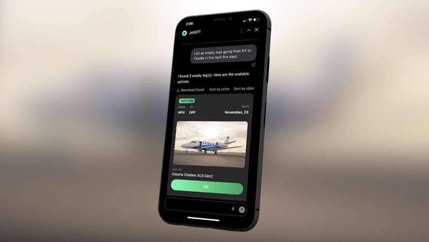 a cell phone showing JetGPT on the screen