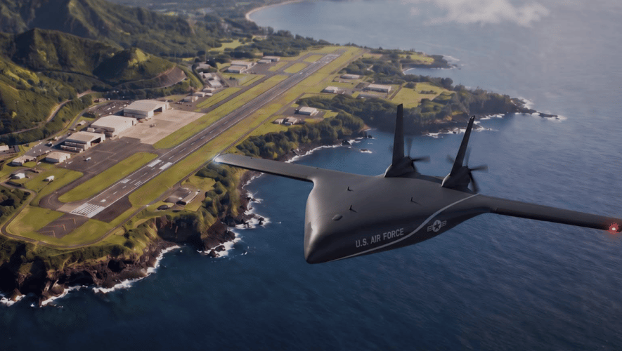 Kona blended wing body graphic over coastline