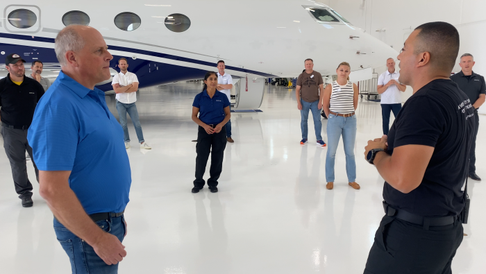 Aviation Secure training in aircraft hangar