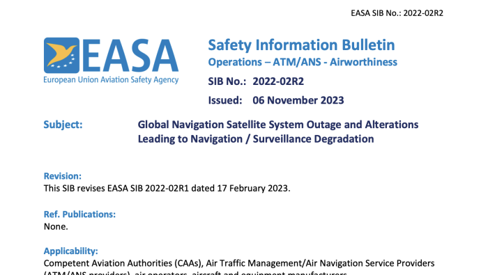EASA bulletin GNSS spoofing and jamming