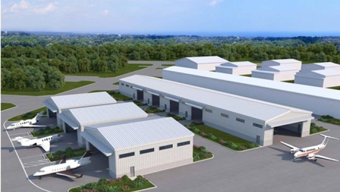 Artist rendering of new hangar complex at APP Jet Center KFPR