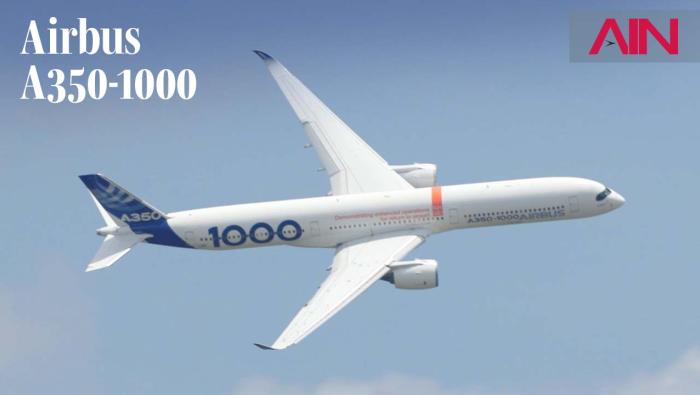 Airbus A350-1000 flying at Singapore Airshow