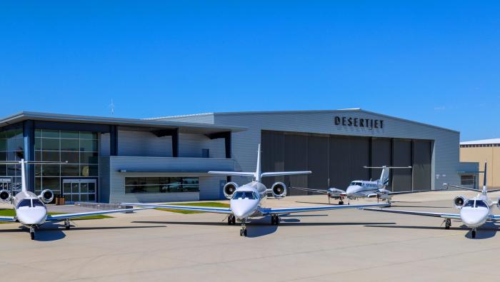 Desert Jet Fleet on company's ramp in Palm Springs, California