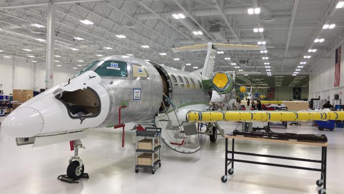 Embraer Phenom 300E on assembly line
