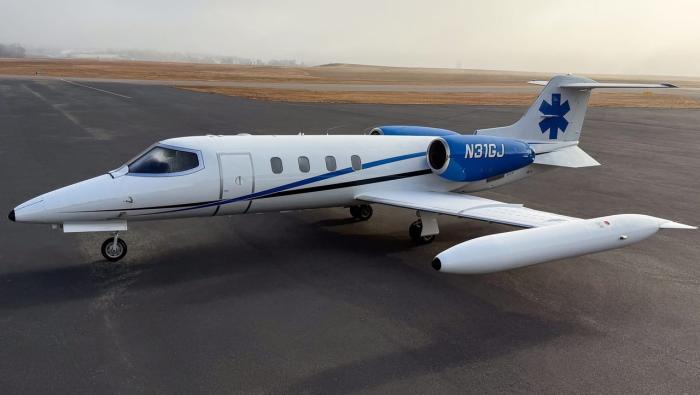 The mission aircraft on the ground