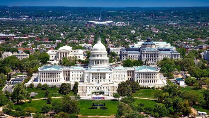 Aerial view of U.S. Capitol Building in Washington, D.C.