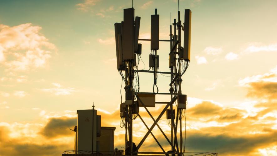 5G cellphone tower at sunset