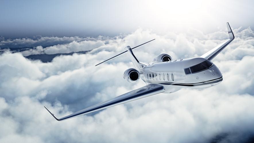 business jet in clouds 
