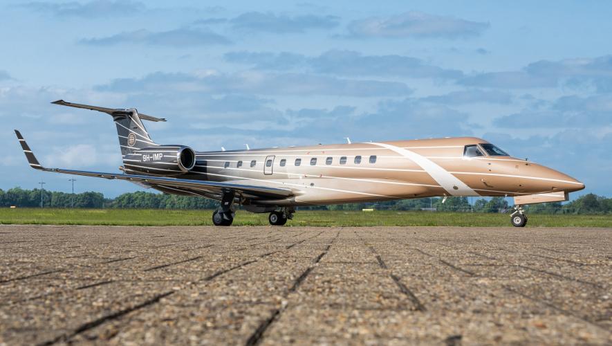 Embraer Legacy 600 refurbished with a gold livery and new interior