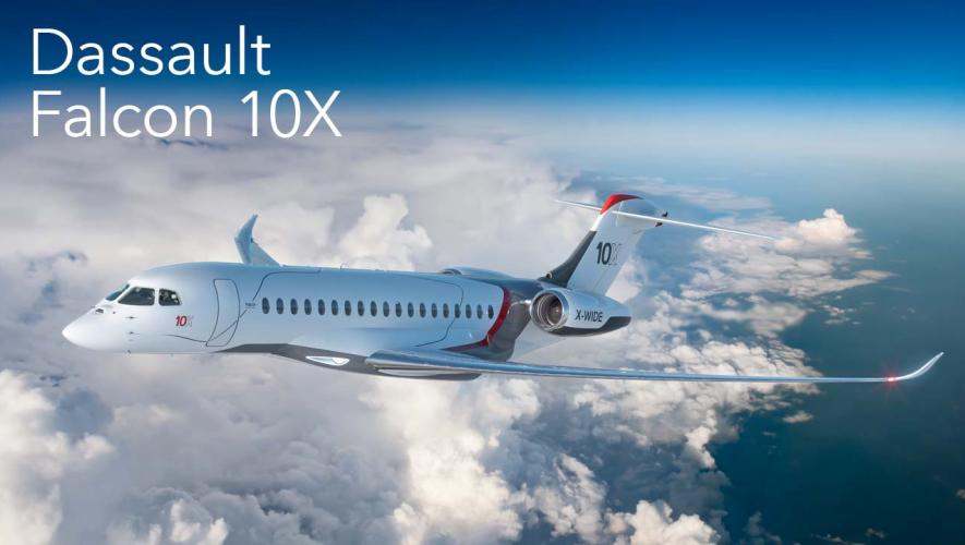 Rendering of Dassault Falcon 10X flying