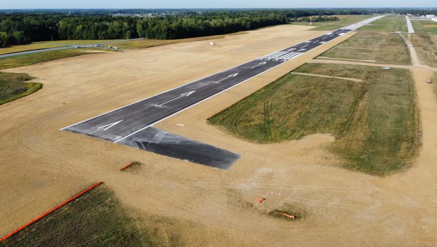 DeKalb County Airport's newly-lengthened runway