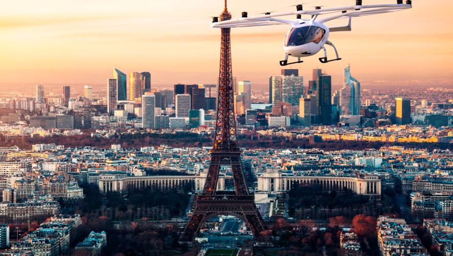 Volocopter eVTOL aircraft flight in Paris