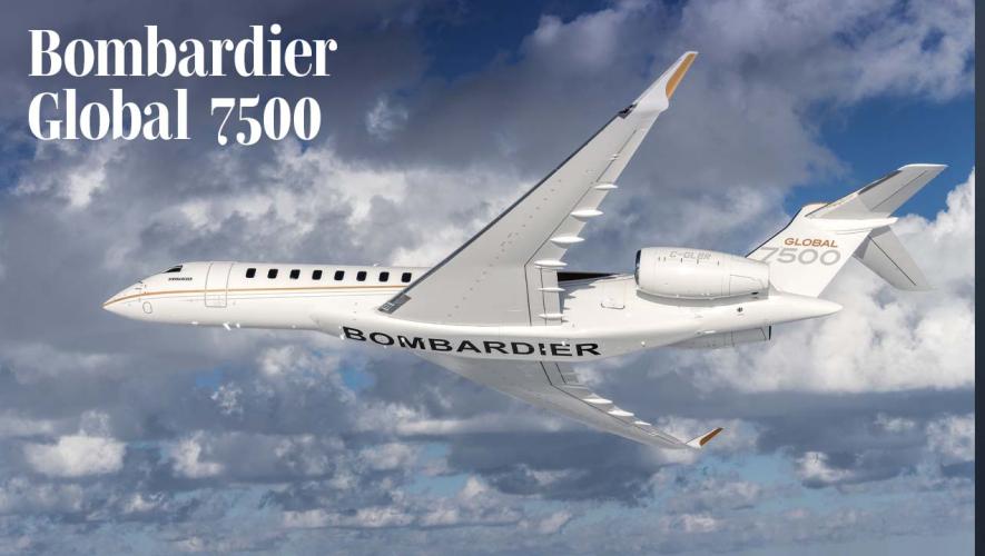 Bombardier Global 7500 jet in flight
