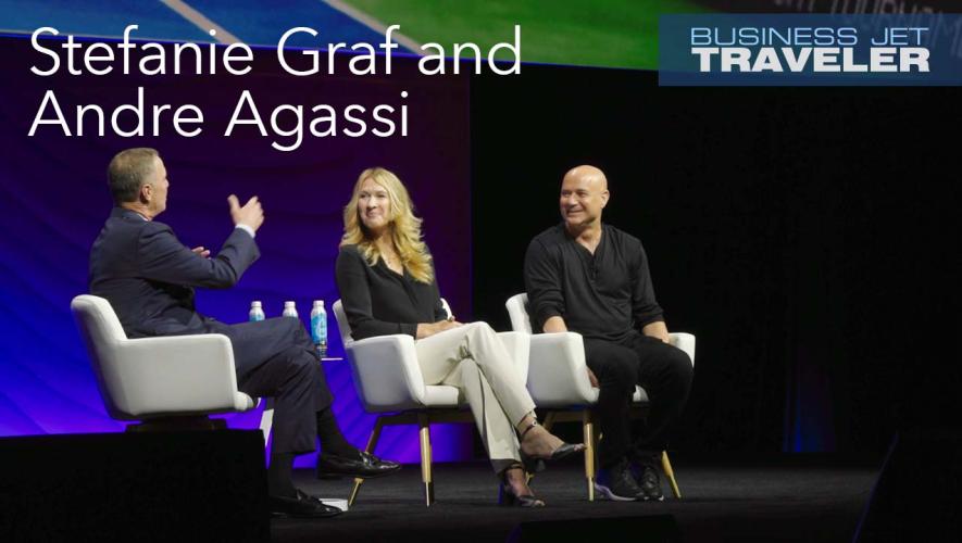 NBAA President and CEO Ed Belen with Stefanie Graf and Andre Agassi