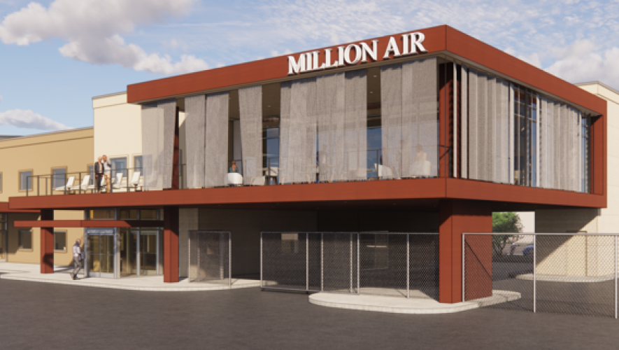Artist rendering of remodeled Million Air FBO at KSGU